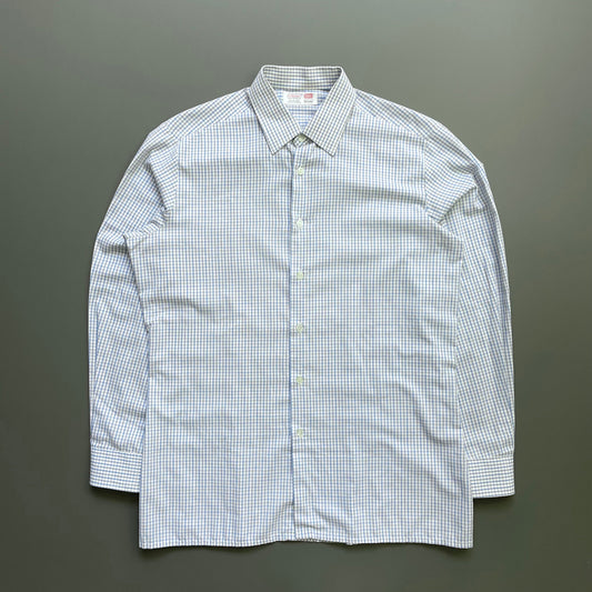 Vintage St Michael Blue & White 80s Check Shirt | Large, Blue
