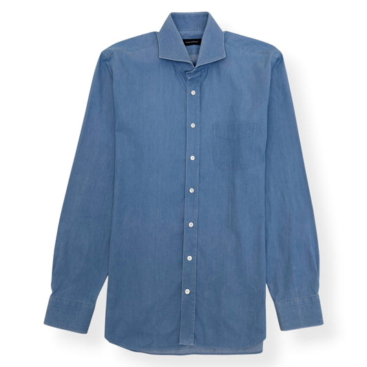 THOM SWEENEY COTTON SHIRT BLUE 17.5” / XL | XL, Blue