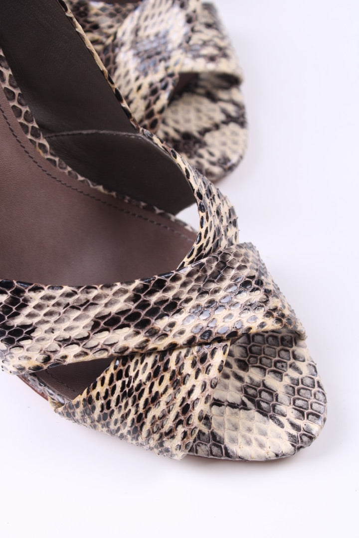 Tory Burch Python cross strap peep toe sandal Snakeskin 6.5 UK | UK 5, TBD