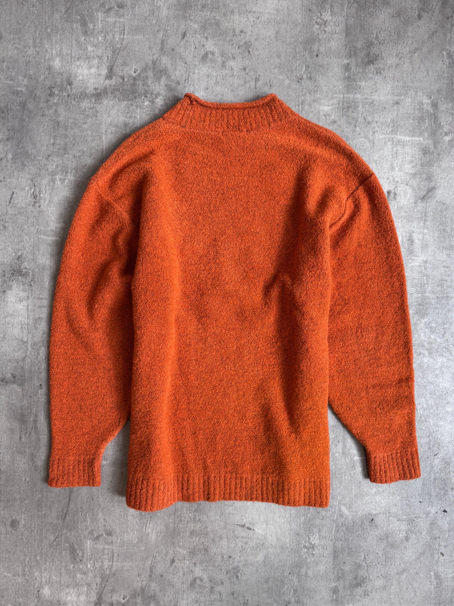 1990s Kansai Yamamoto Burnt Orange Textured Spellout Knit