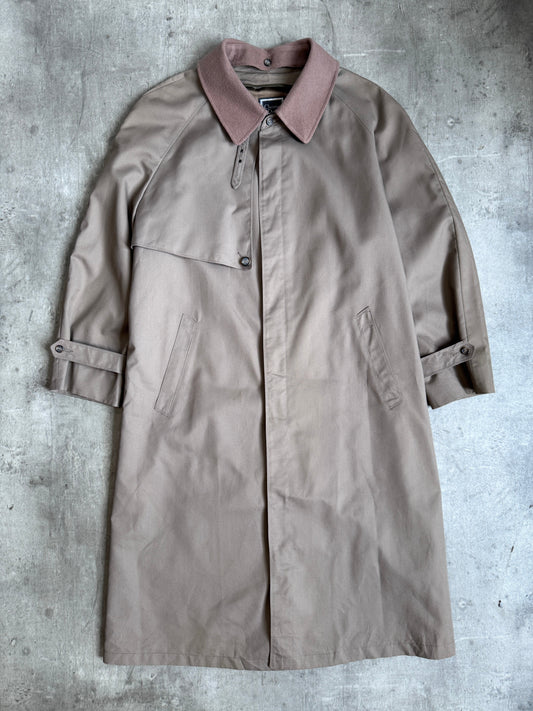 1990s Christian Dior Modular Collar Taupe Overcoat