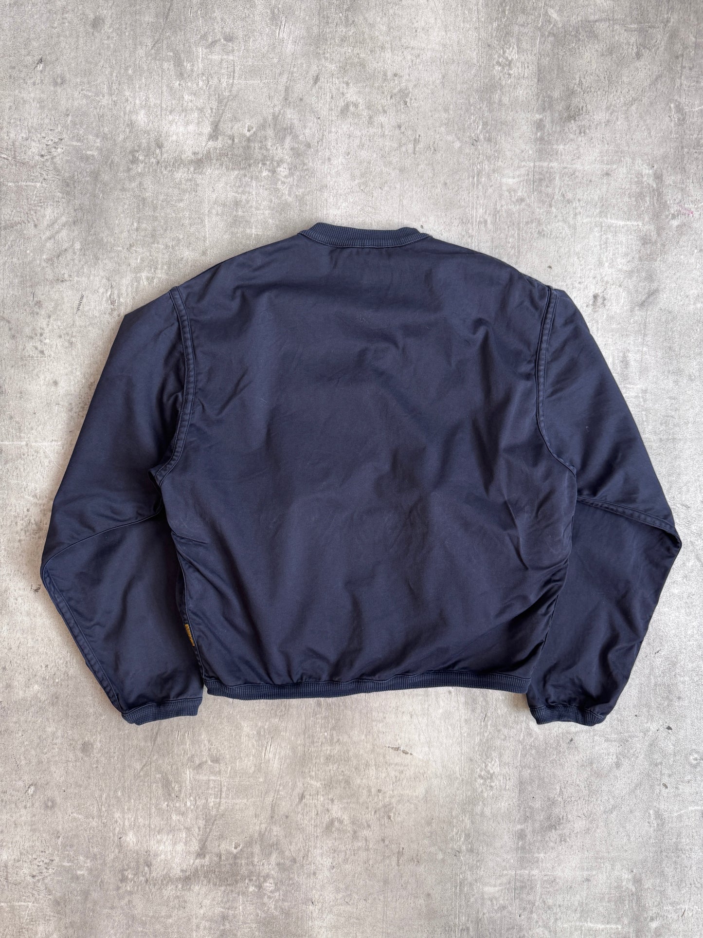 1990s Armani Jeans Articulated Washed Navy Bomber Jacket