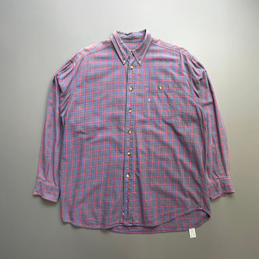 Vintage Red Navy & Grey 90s/00s Flannel Shirt | Large, Multicoloured