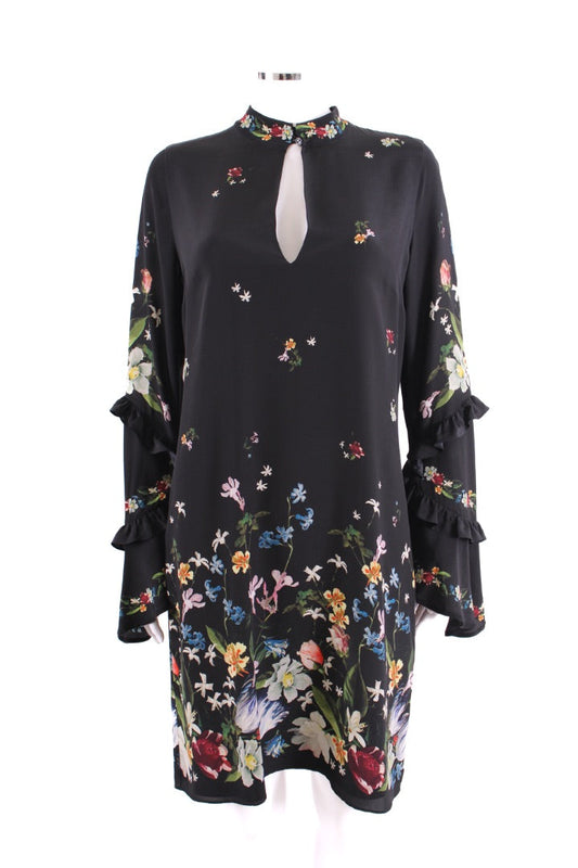 Erdem L/S Ruffle Floral Dress Black 14 | Default Title, Black