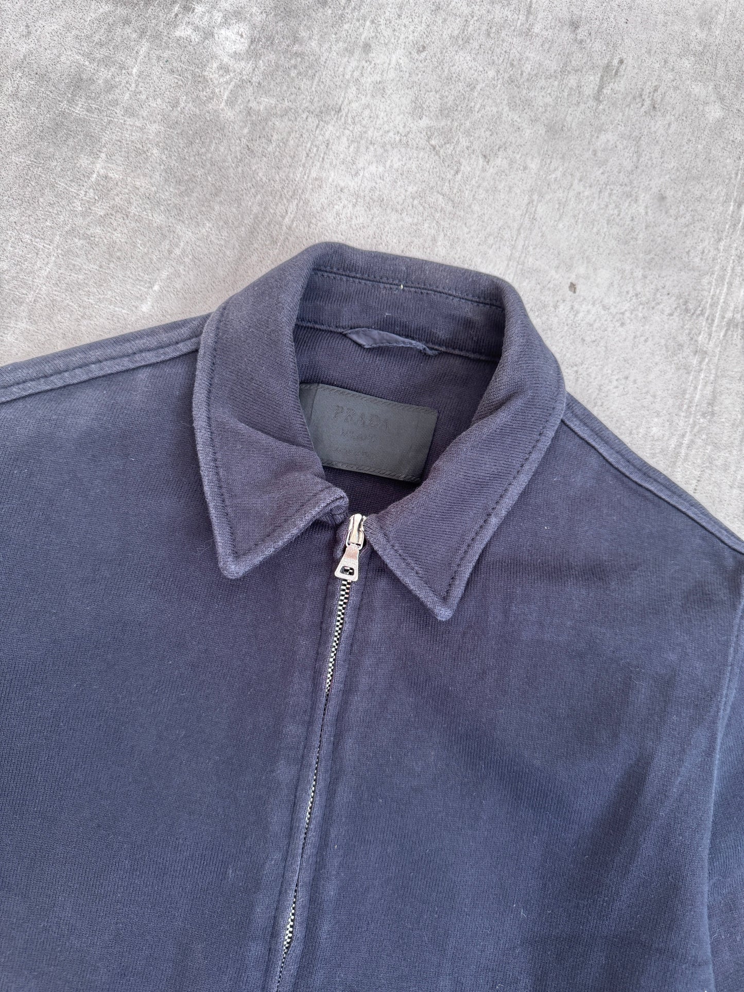 Prada Navy Jersey Zip Up Jacket