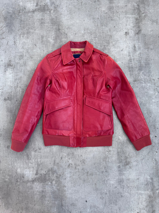 Avirex Red Leather Moto Jacket