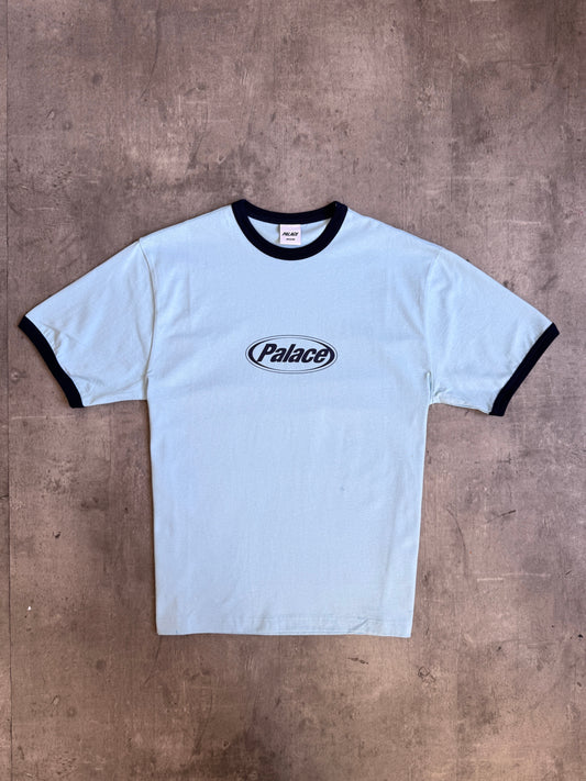 Palace Baby Blue Elipse Spellout Ringer Tee