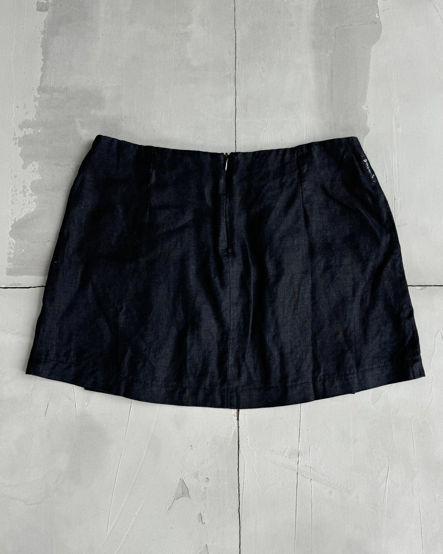 ARMANI JEANS OVERSIZED BUTTONS LINEN MINI SKIRT - S/M | Small, Black