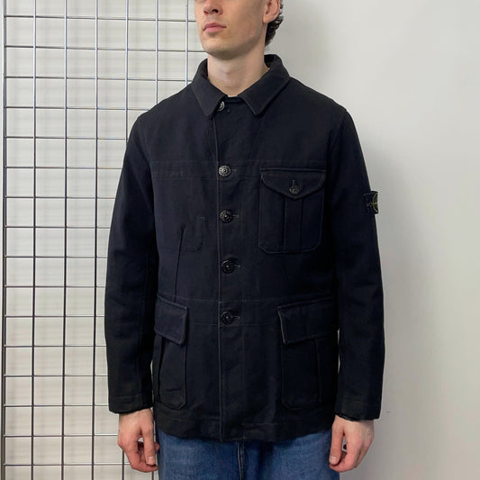 Stone Island Black/Navy Grey AW06 Wool & Nylon Canvas Dutch Rope Liner Field Jacket | X-Large, Multicoloured