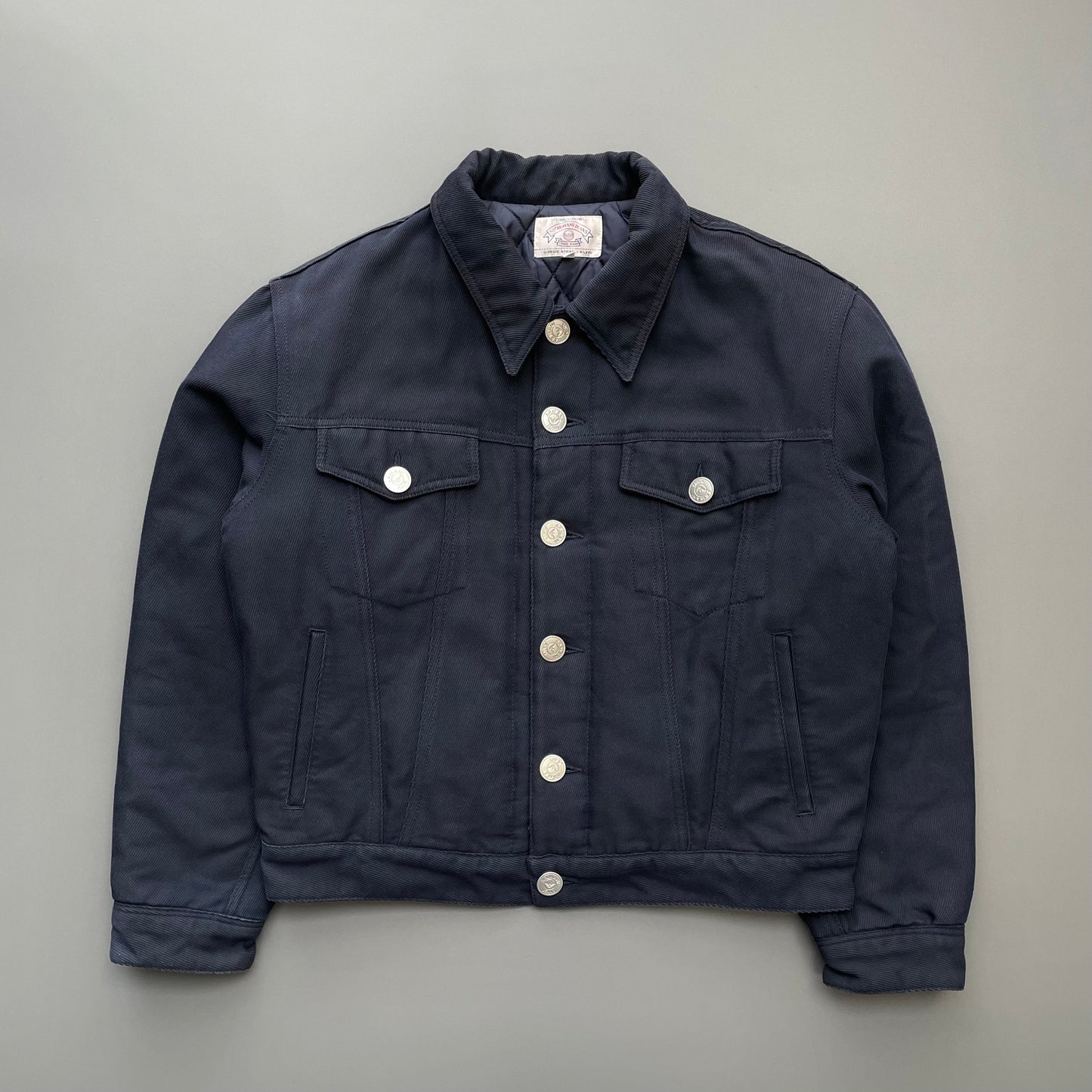 Armani Jeans Navy 90s Padded Trucker Jacket | Small, Navy