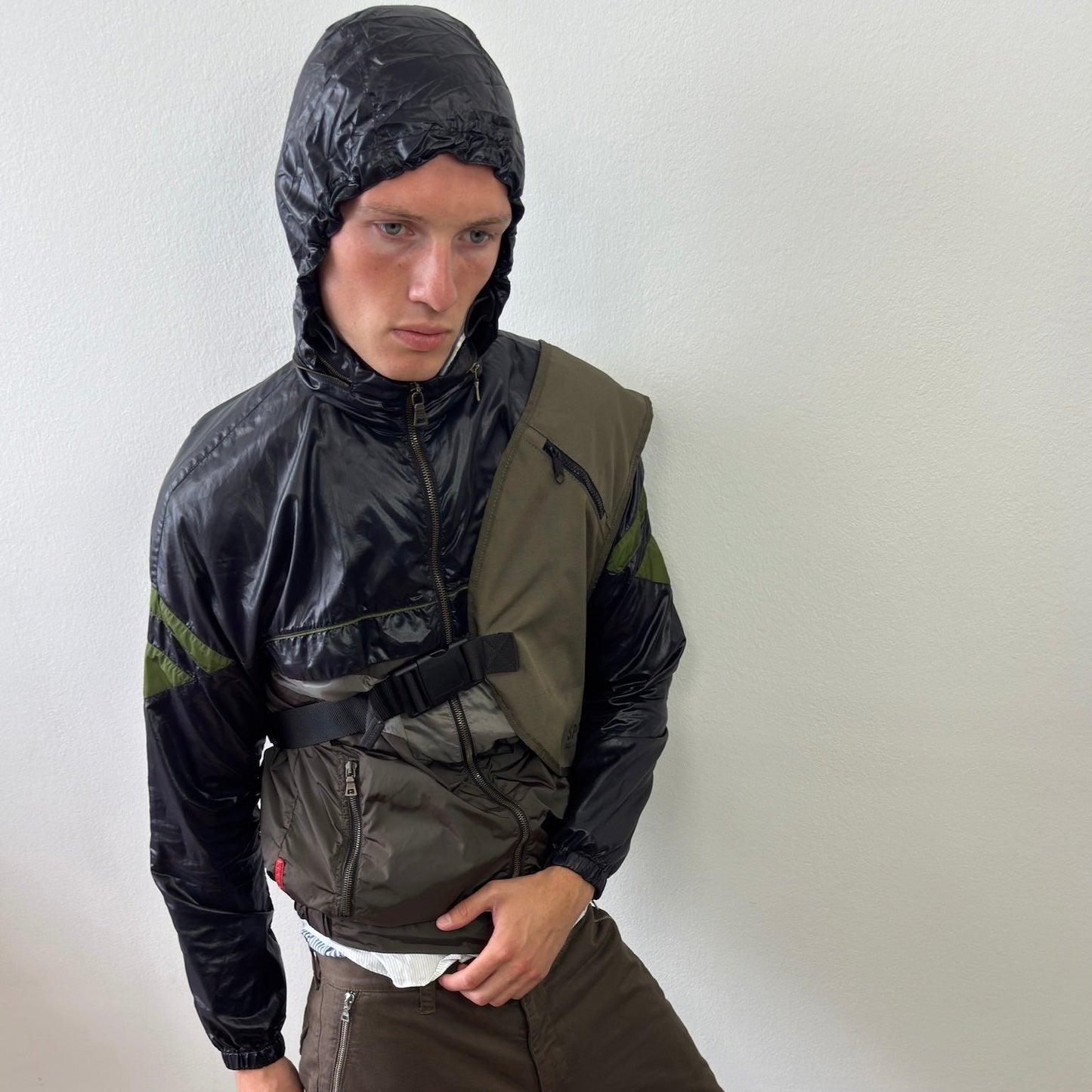 Prada Sport Black, Green & Grey 2008 Translucent Windbreaker | Medium, Multicoloured