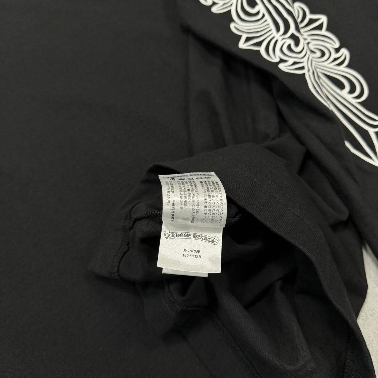 Chrome Hearts Paris Exclusive Floral Horseshoe Scroll Logo Long Sleeve T-Shirt | X-Large, Black