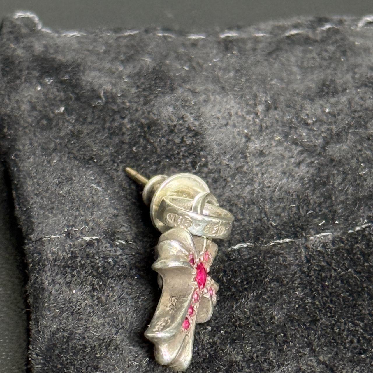 Chrome Hearts Pave Factory Ruby Set Babyfat Earring Drop | O/S, Silver