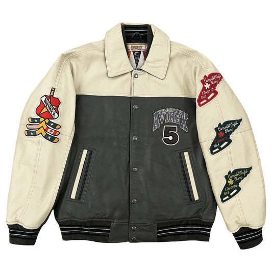 Avirex Wild Bears Leather Varsity Jacket - XXL | XXL, Khaki