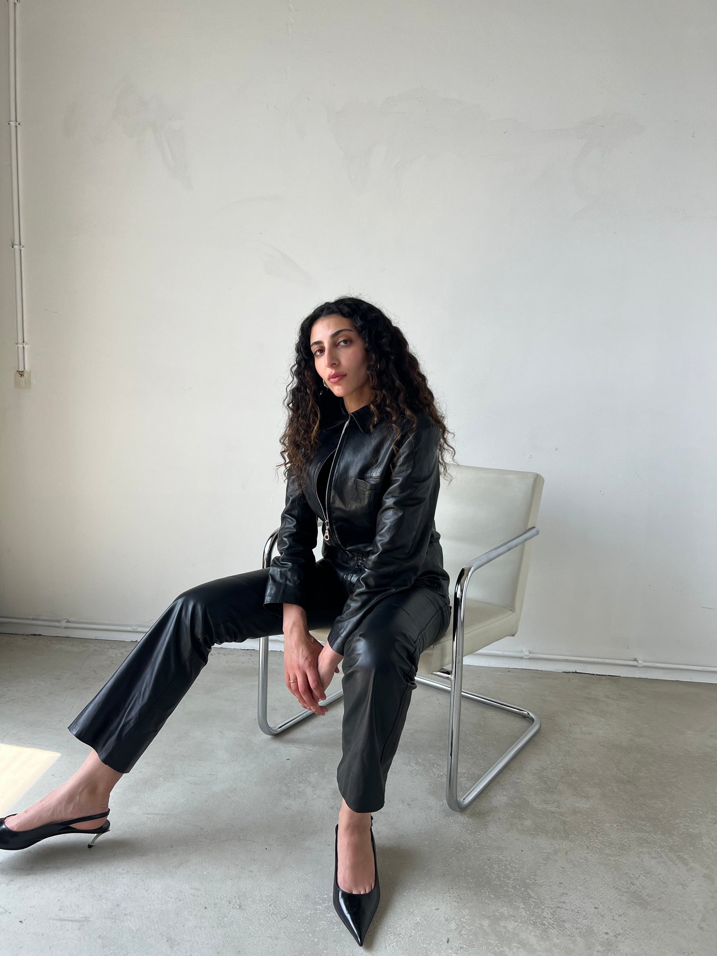 BLACK LEATHER ZIP JACKET | Default Title, Black
