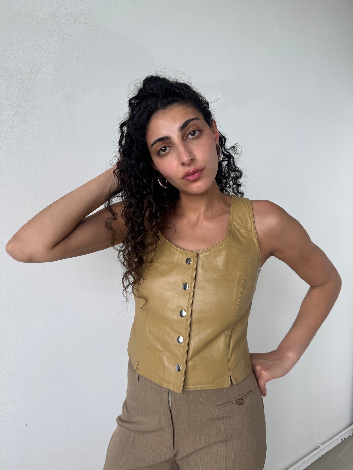 TAN LEATHER BUSTIER | Default Title, Tan