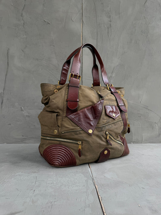 Alexander McQueen Faithful Multipocket Cotton and Leather Tote Bag