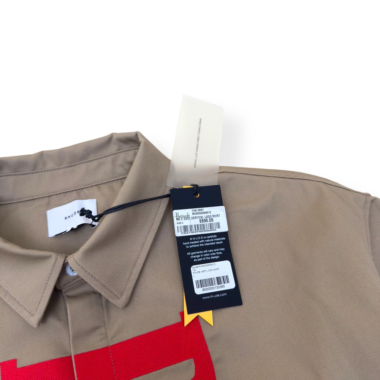 RHUDE VERTICAL LOGO SHIRT BEIGE / RED L | Large, Beige