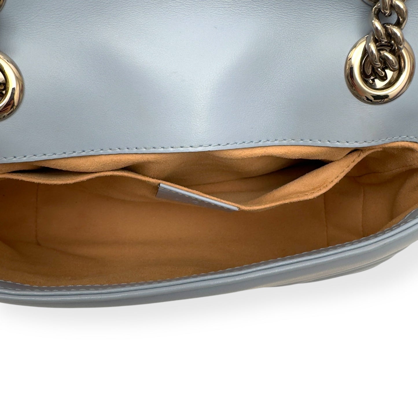 GUCCI CALFSKIN MATELASSE MINI GG MARMONT SHOULDER BAG BLUE | O/S, Blue