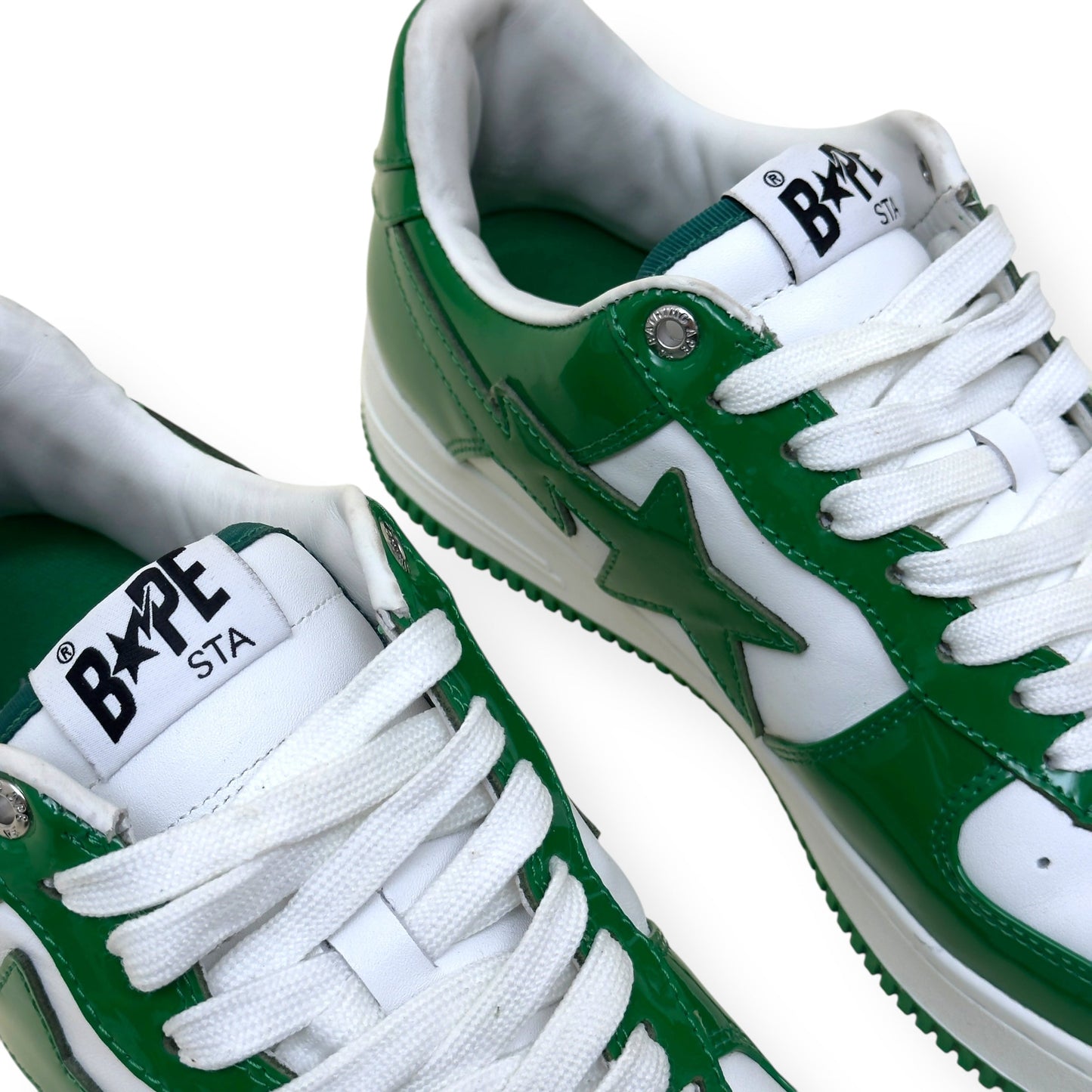 A BATHING APE BAPE STA LOW TOP SNEAKER GREEN / WHITE UK8.5 | UK 8.5, Green