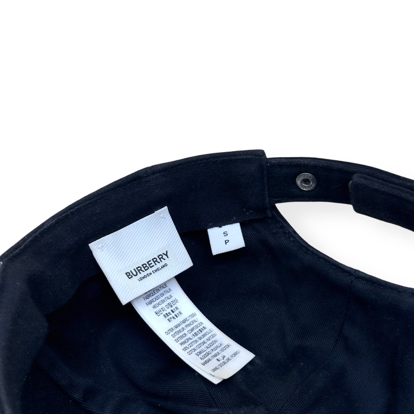 BURBERRY COTTON-TWILL BASEBALL CAP BLACK / WHITE S | O/S, Black