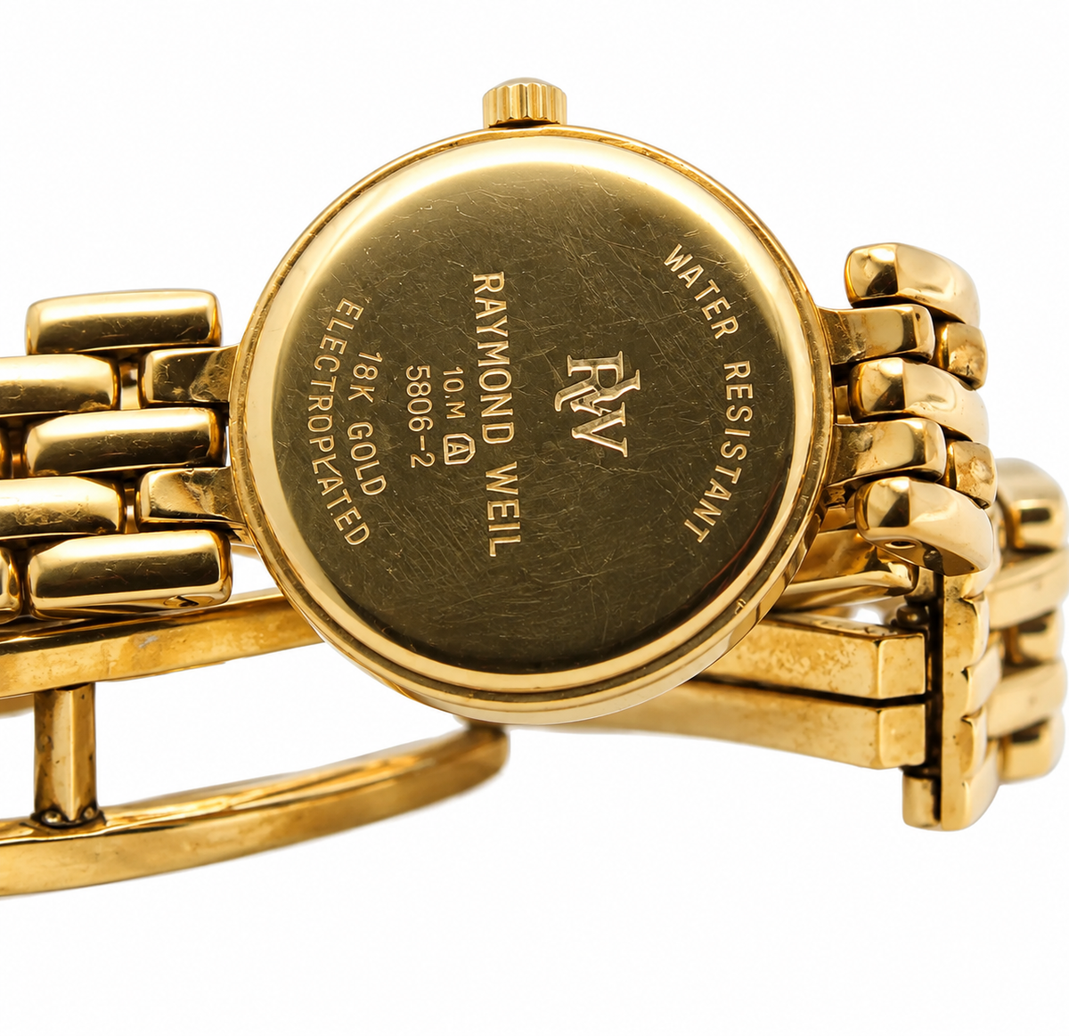 1980s Raymond Weil 5806-2 Gold Dial Gold-Tone Bracelet Watch(742-RAY-L). LWM864 | O/S, Gold