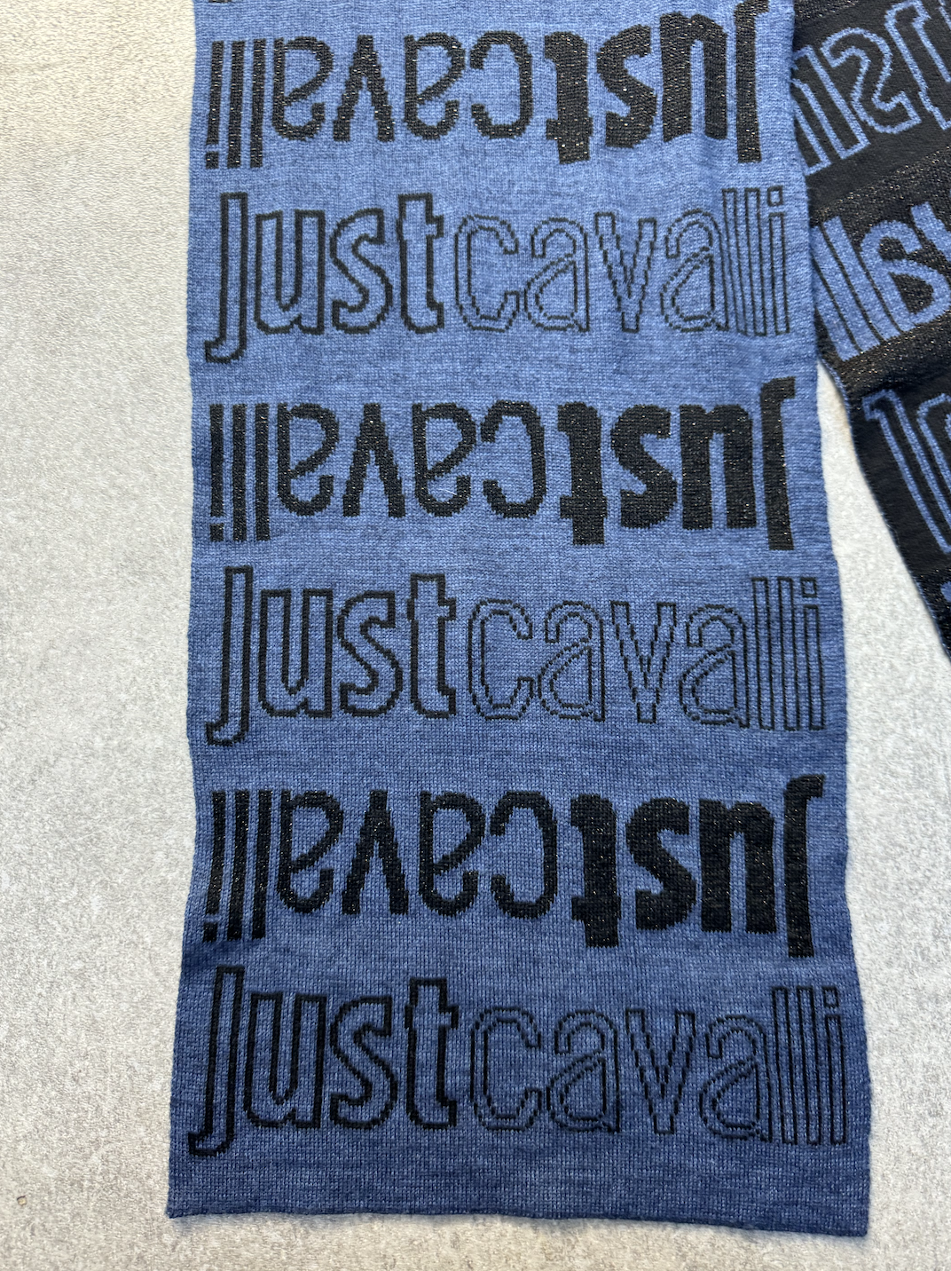 Just Cavalli Two-Tone Knitted Logo Wool Scarf