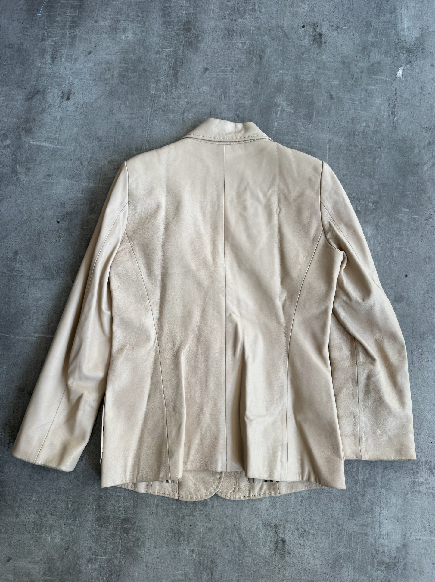 Burberry Nova Lined Beige Lambs Leather Blazer | Small, Multicoloured