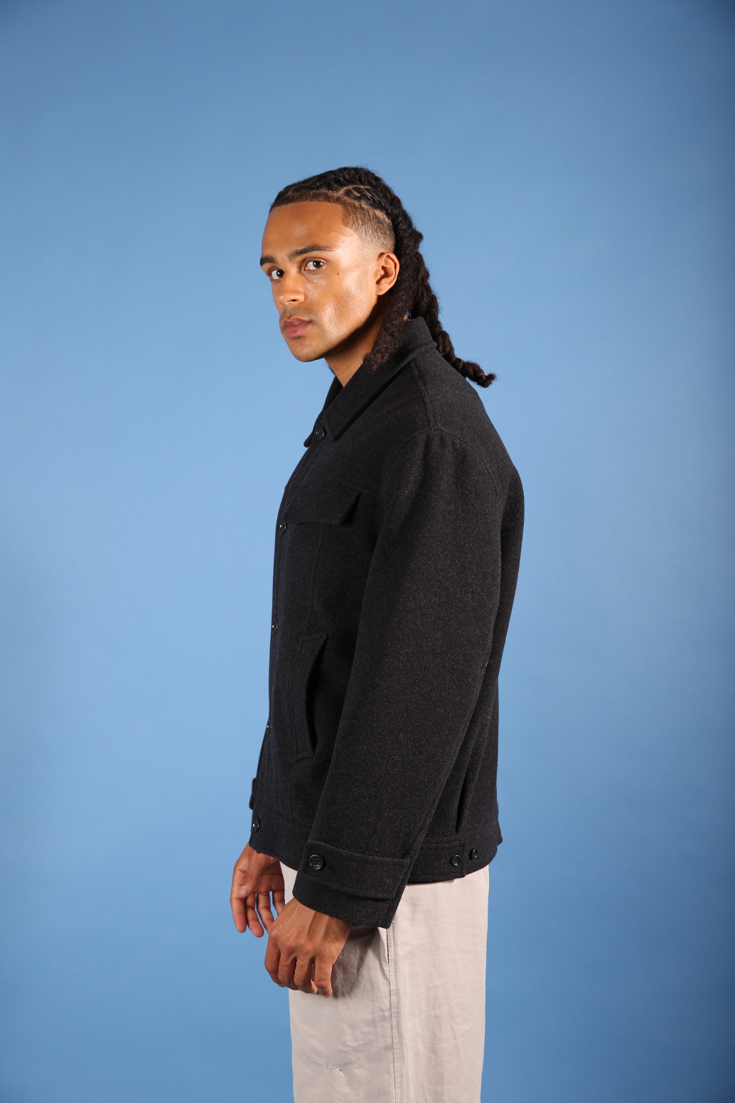 Balenciaga Paris Wool Grey Short Coat | Large, Grey
