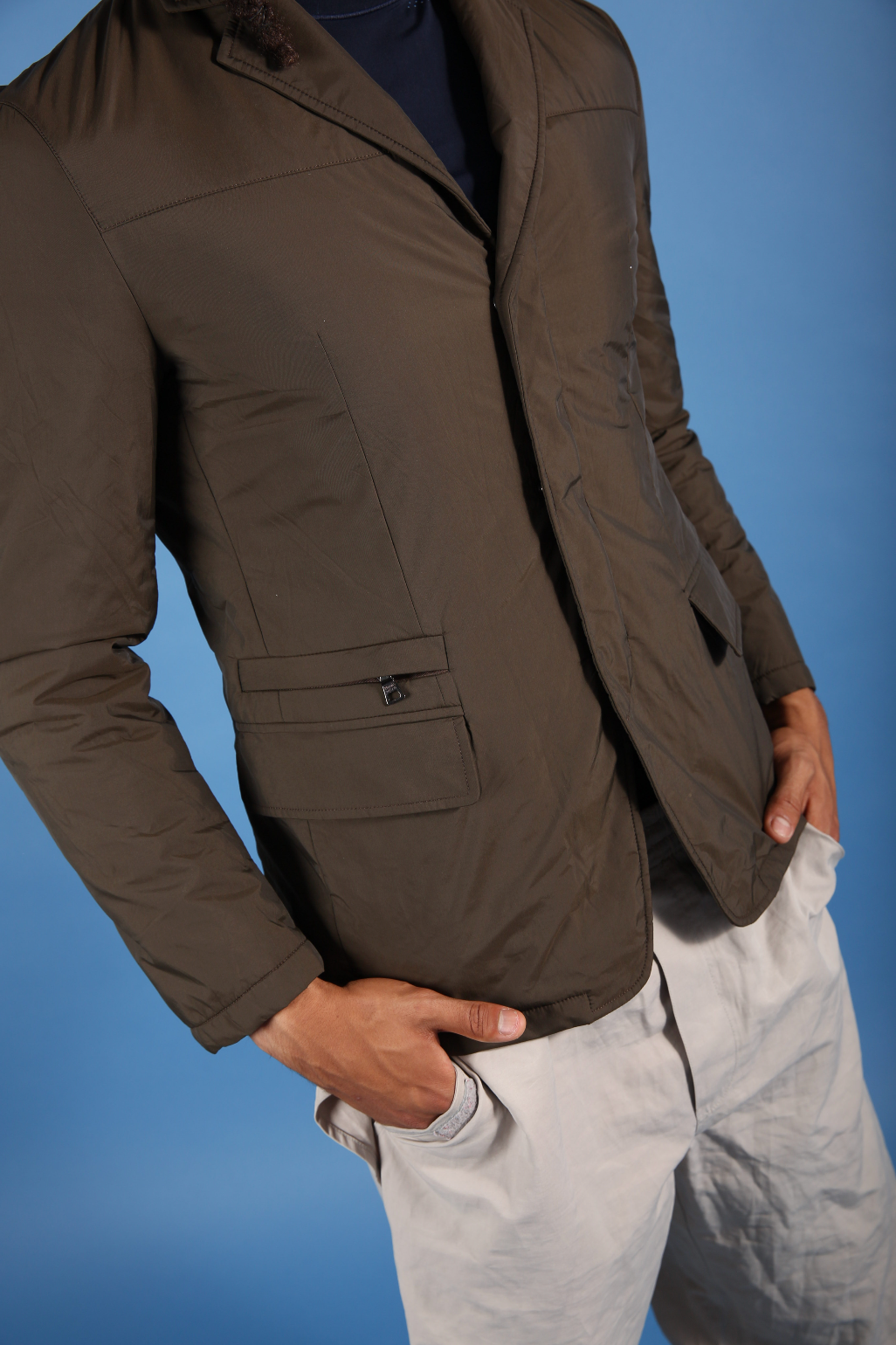 Prada Khaki Nylon Padded Blazer | Small, Khaki