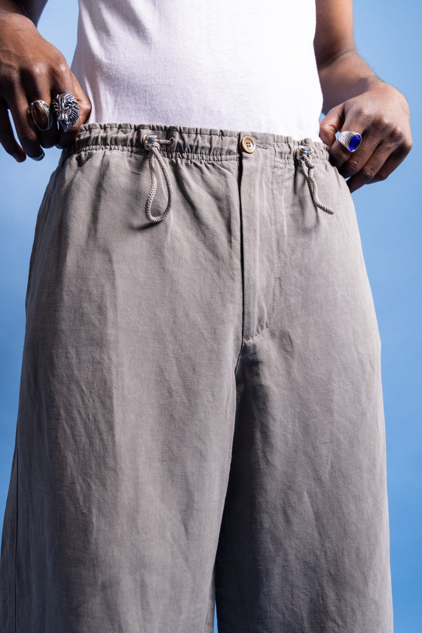 Ultra Rare 90s Giorgio Armani Le Collezioni Linen Tech Wide Pants | Large, Grey