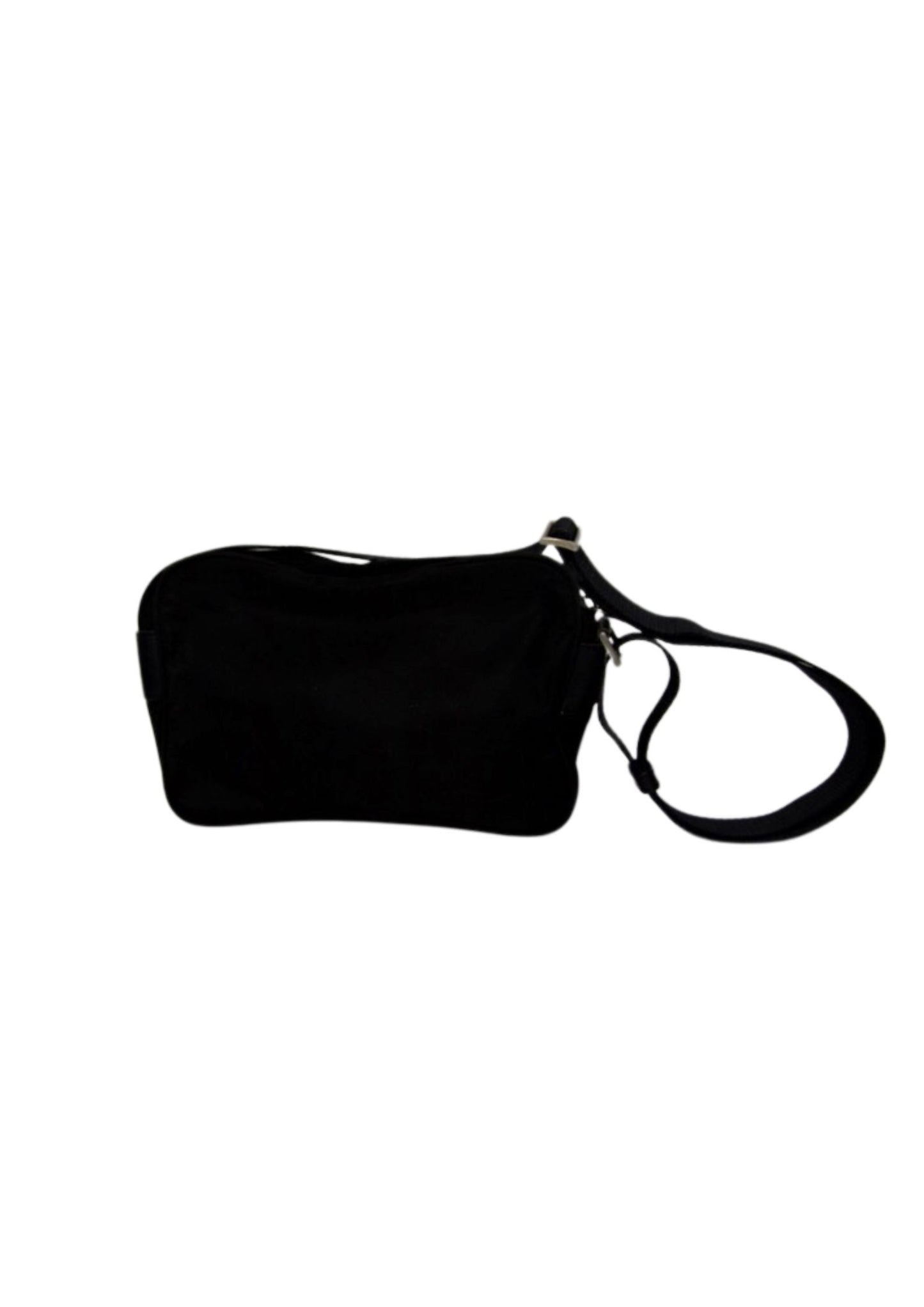 Prada Black Logo Plaque Nylon Mini Crossbody Bag