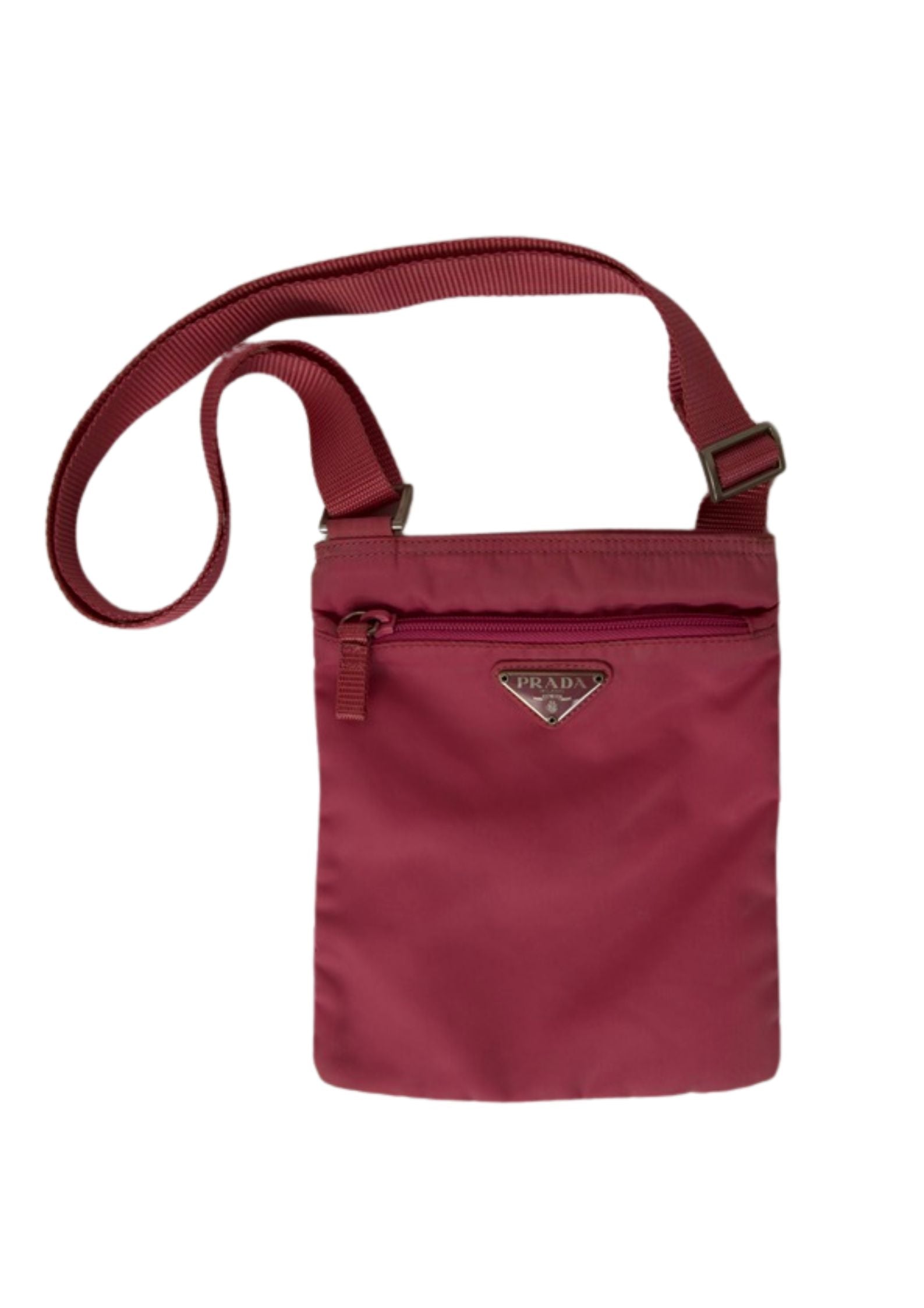 Prada Logo Plaque Mini Nylon Pink Sling Bag – Known Source
