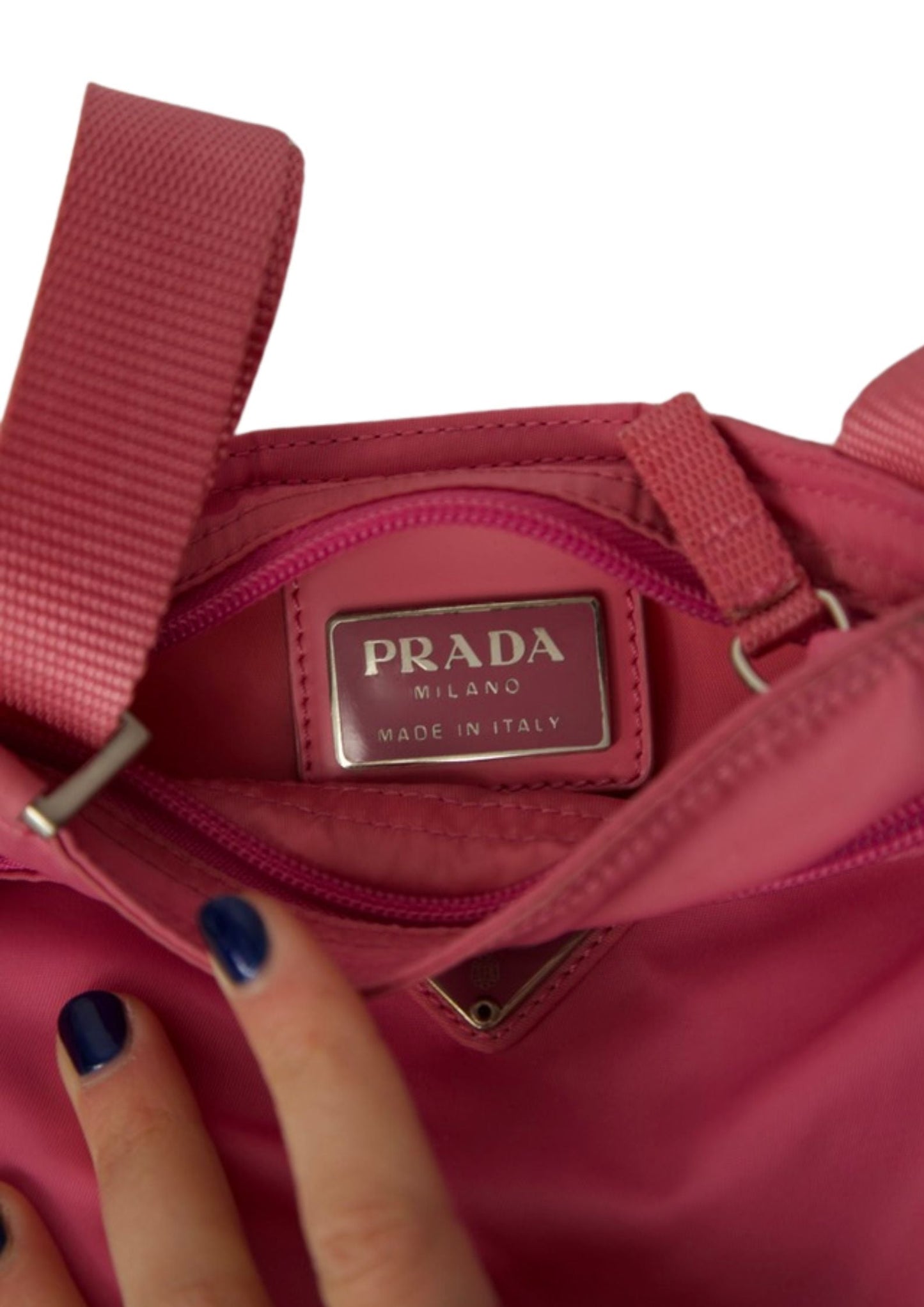 Prada Logo Plaque Mini Nylon Pink Sling Bag