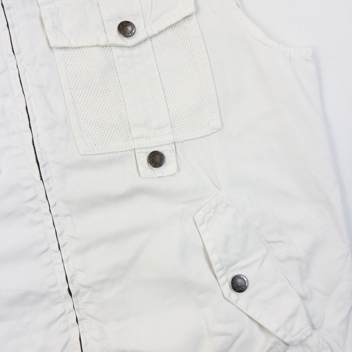 Vintage 2003 Dolce & Gabbana Rebel Label Zip Up Gilet | Medium, White