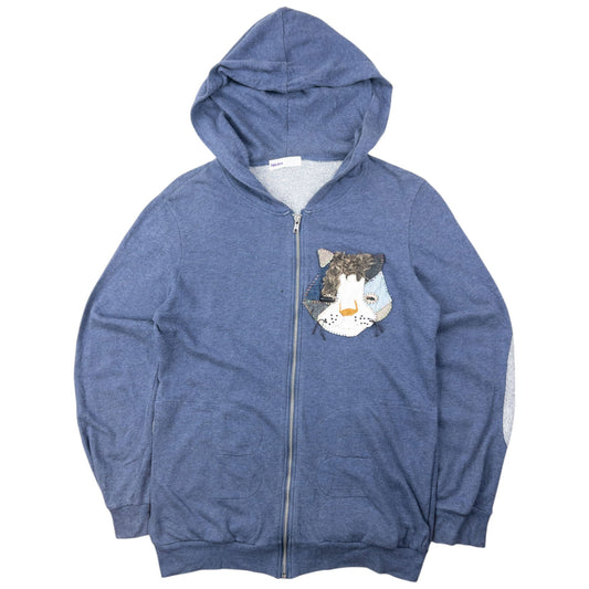 Vintage 2000s Ne-Net By Issey Miyake Patchwork Cat Zip Up Hoodie Size M | Medium, Blue