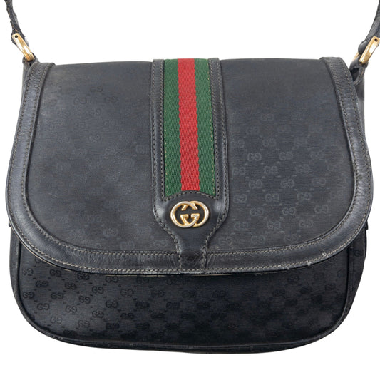 Vintage 80s Gucci Monogram Leather Crossbody Bag