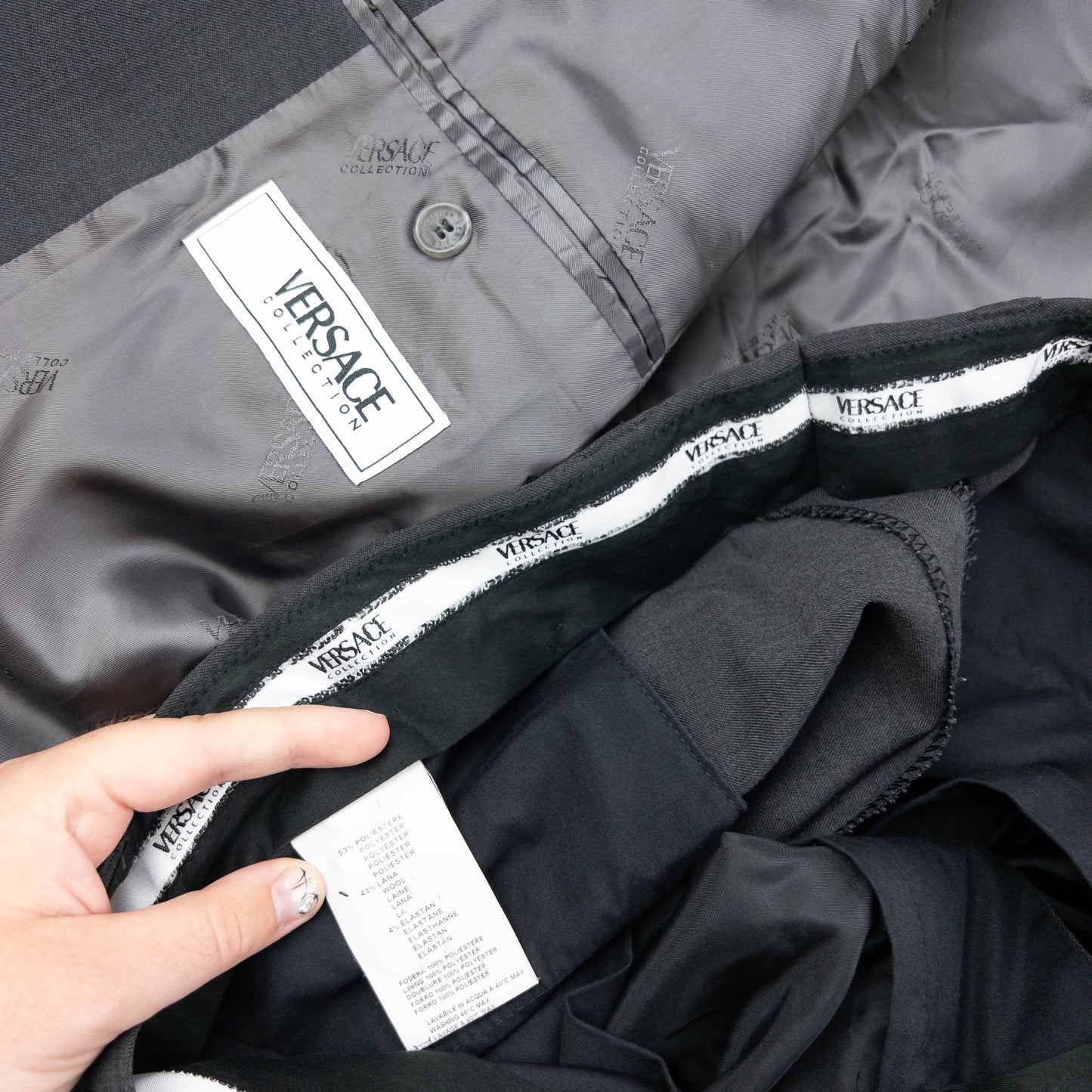 Vintage 2000s Versace Collection Jacket & Trousers Suit Set Size XL | XL, Grey