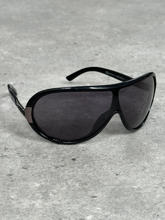 Valentino 2000s Crystal Bar Shield Logo Sunglasses