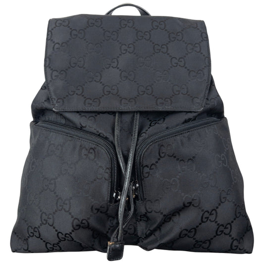 Vintage 2000s Gucci Monogram Bucket Backpack | O/S, Black
