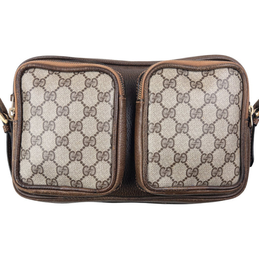 Vintage 80s Gucci Monogram Leather Crossbody Bag