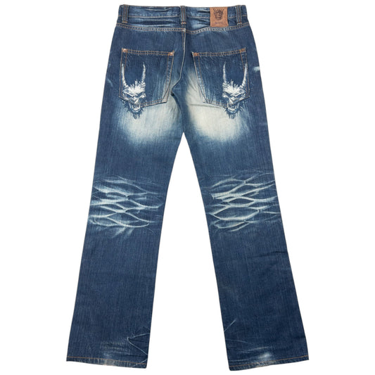 Vintage 2000s Oniarai Embroidered Monster Japanese Denim Jeans Size W31