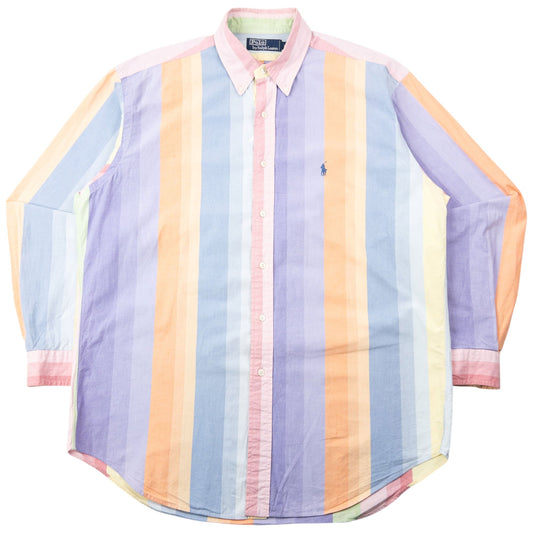 Vintage 90s Polo Ralph Lauren Striped Long Sleeve Button Up Shirt Size XL | XL, Red