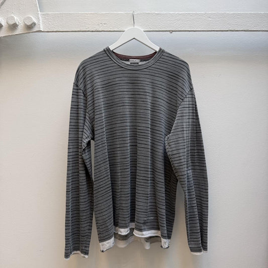Stone Island Vintage Early 2000s Striped Long Sleeve T-Shirt – Grey (XL) | Extra Large, Multicoloured