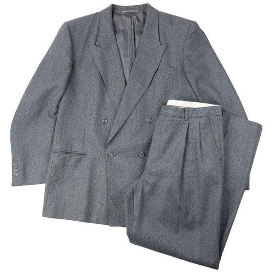 Vintage 80s YSL Yves Saint Laurent Wool Jacket & Trousers Suit Set Size L | O/S, Grey