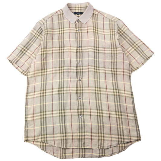 Vintage Burberry Nova Check Short Sleeve Button Up Shirt Size L | Large, Beige