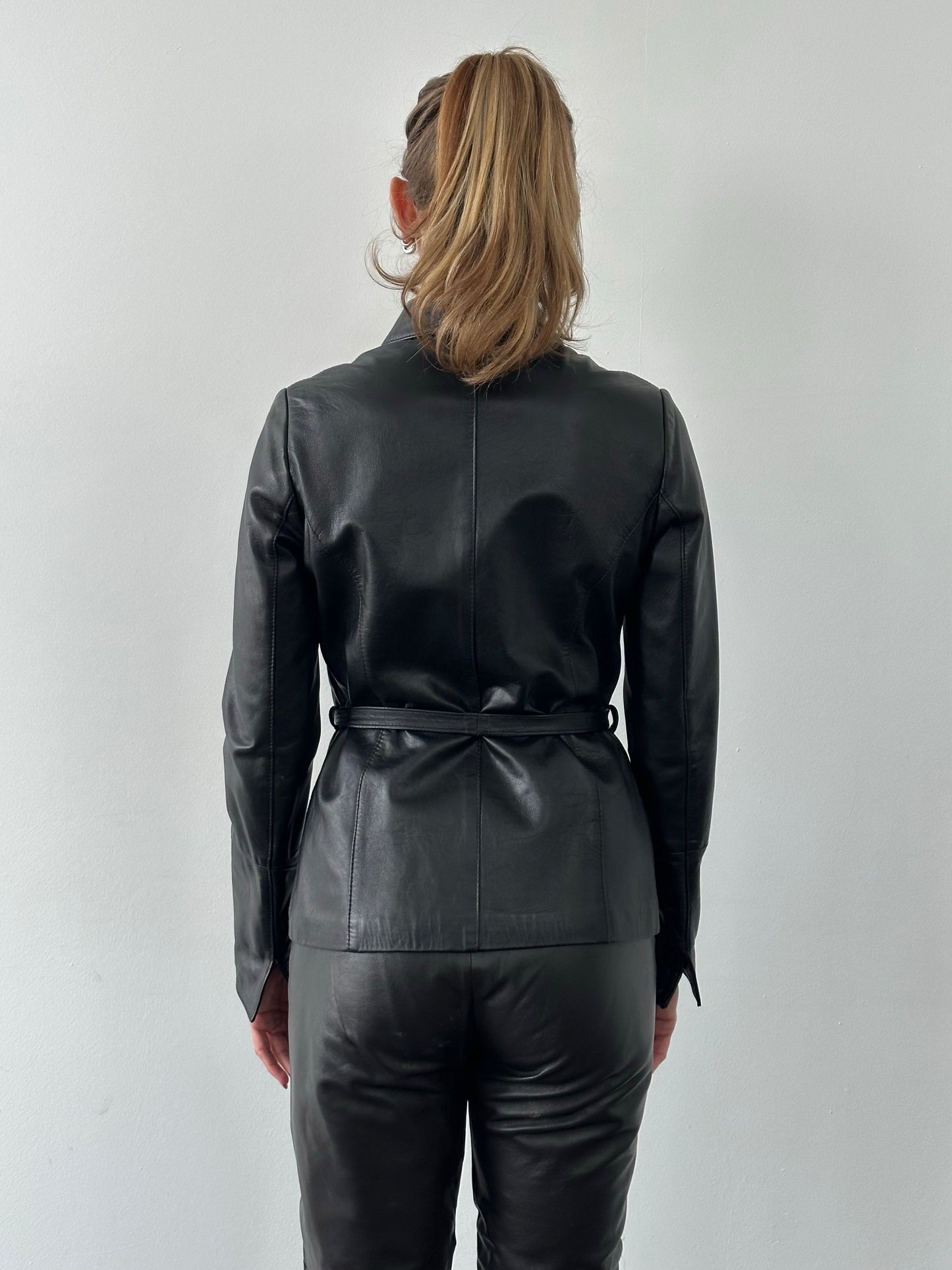 Vintage 1990s Belted Leather Jacket - S