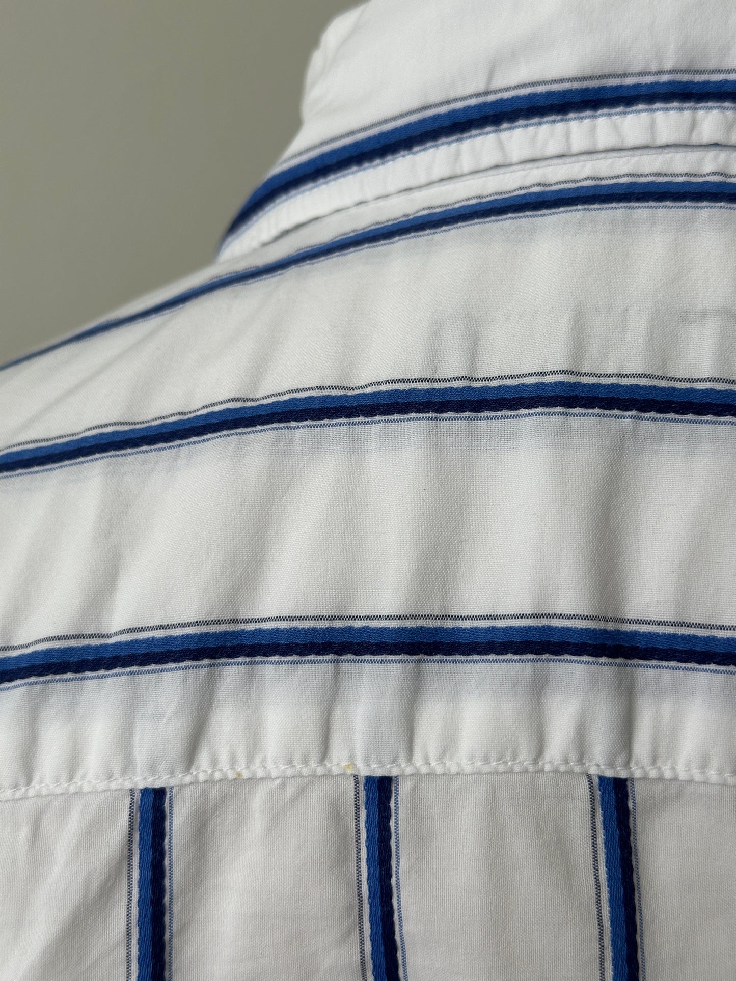 Armani Jeans 1990s Cotton Logo Striped Shirt - L