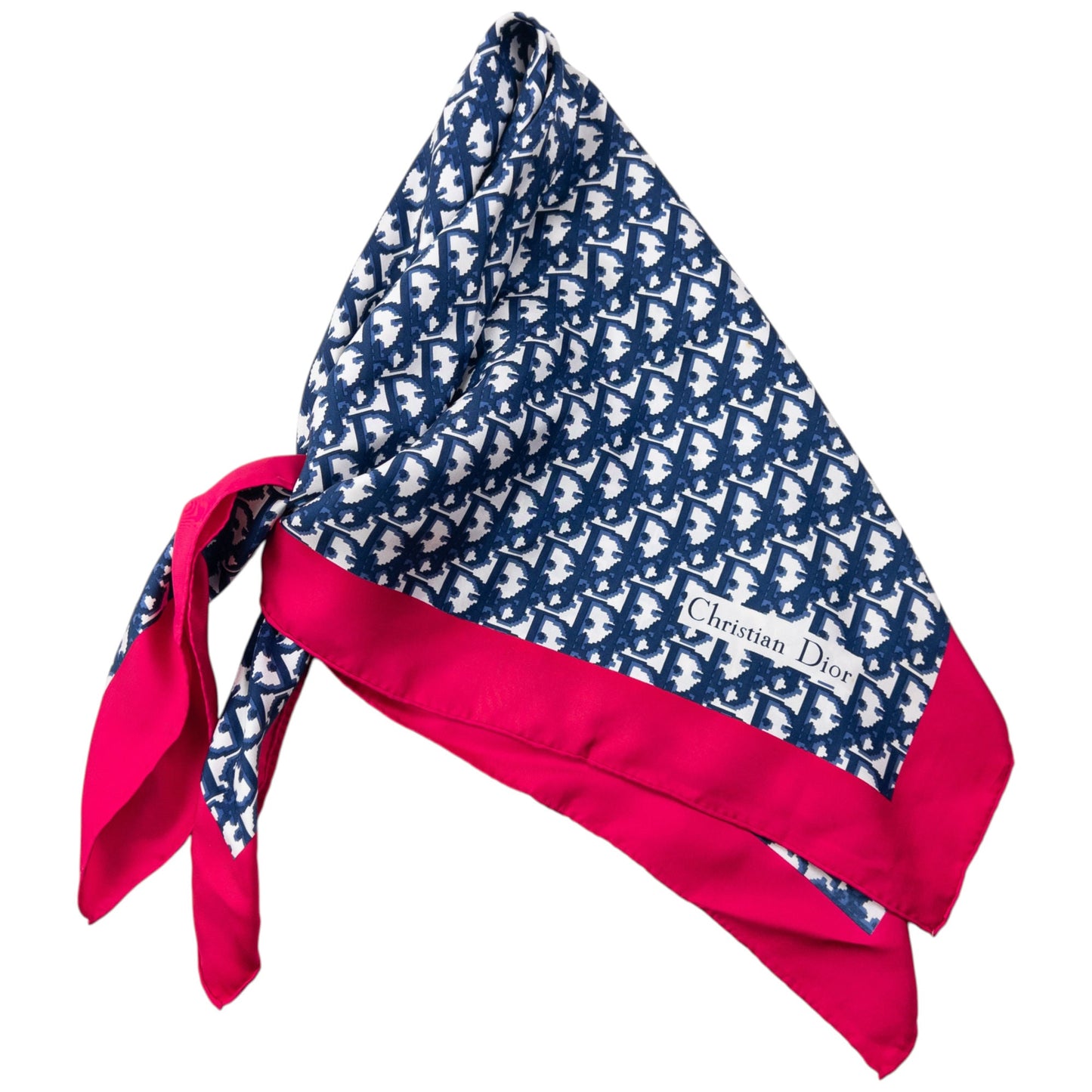 Vintage 2000s Dior Monogram Pixel Silk Scarf | O/S, Blue