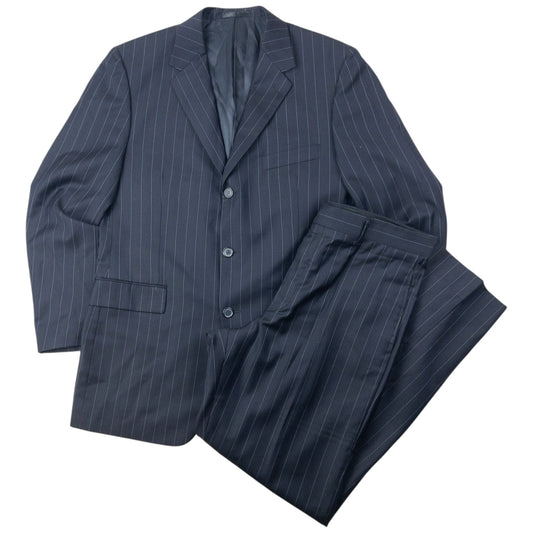 Vintage 90s YSL Yves Saint Laurent Striped Jacket & Trousers Suit Set Size XL | XL, Navy
